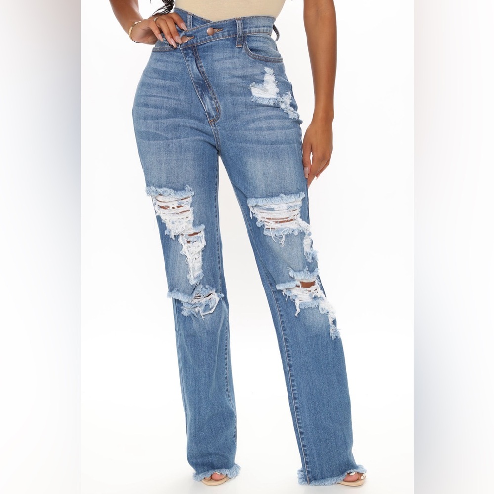 Don’t get crossed over slouch fit jeans- medium blue wash